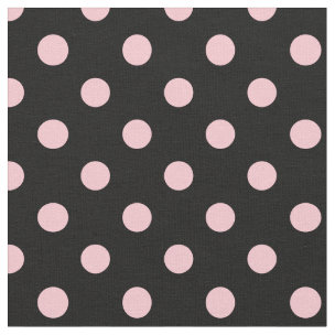 Pink and Black Polka Dot Stripes Pattern Fabric | Zazzle