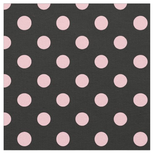 Large Polka Dots _ Pink on Black Fabric