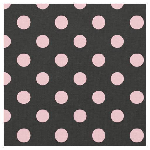 Large Polka Dots - Pink on Black Fabric