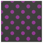 Large Polka Dots - Purple on Black Fabric