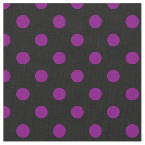 Large Polka Dots _ Purple on Black Fabric
