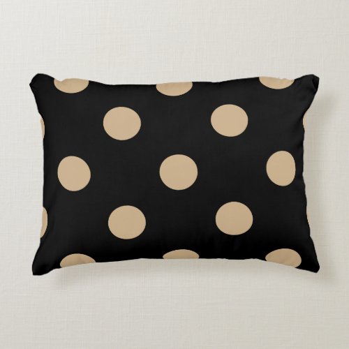Large Polka Dots _ Tan on Black Accent Pillow