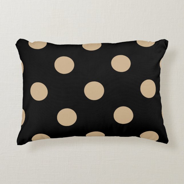 Large Polka Dots - Tan on Black Accent Pillow (Front)