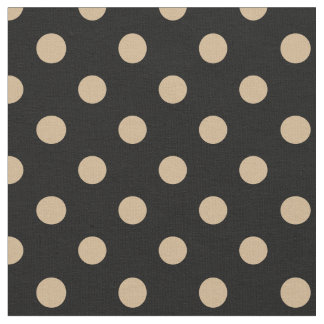 Large Polka Dots - Tan on Black Fabric