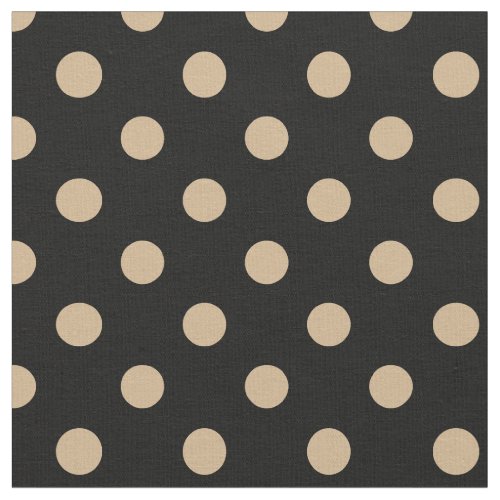 Large Polka Dots _ Tan on Black Fabric