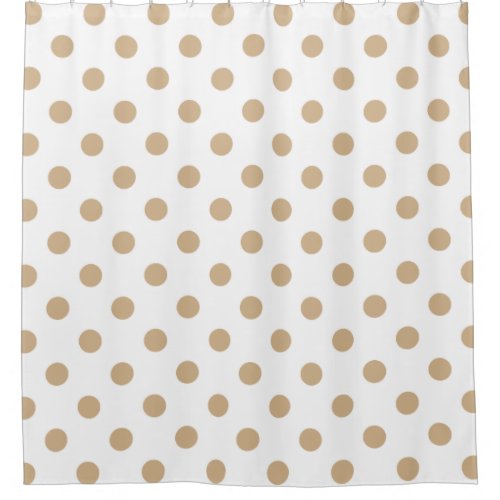 Large Polka Dots _ Tan on White Shower Curtain