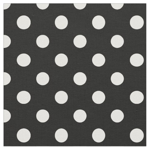 Large Polka Dots _ White on Black Fabric
