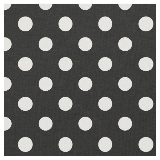 Large Polka Dots - White on Black Fabric