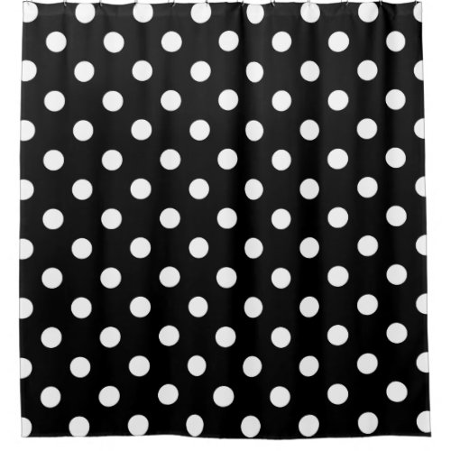 Large Polka Dots _ White on Black Shower Curtain