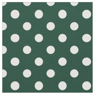 Large Polka Dots - White on Dark Green Fabric