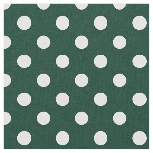 Large Polka Dots - White on Dark Green Fabric