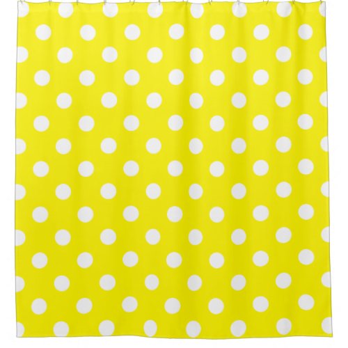 Large Polka Dots _ White on Lemon Yellow Shower Curtain