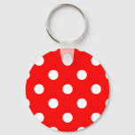 Large Polka Dots - White on Red Keychain