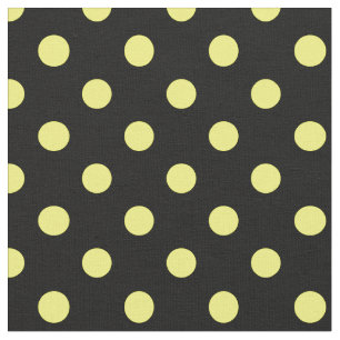 Large Polka Dots - Yellow on Black Fabric
