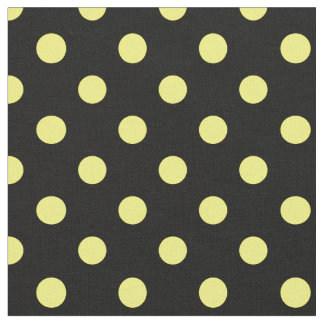 Large Polka Dots - Yellow on Black Fabric