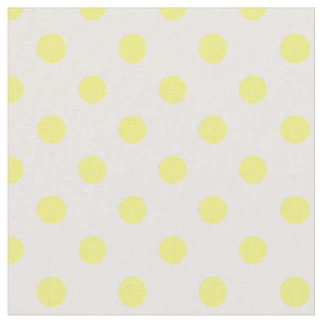Large Polka Dots - Yellow on White Fabric (Close Up)