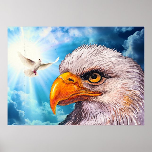 Large Powerful Bald Eagle Poster (Front)