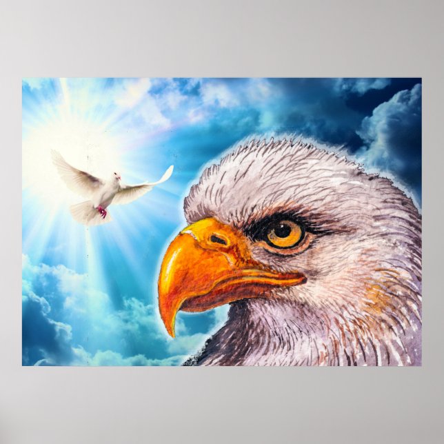 Large Powerful Bald Eagle Poster Hope for America (Front)