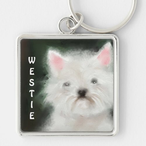 Large Premium Keychain Adorable Westie Dog