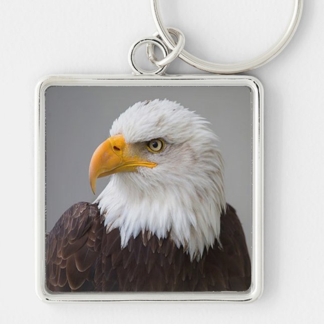 Large Premium Square Keychain/Bald Eagle Keychain (Front)