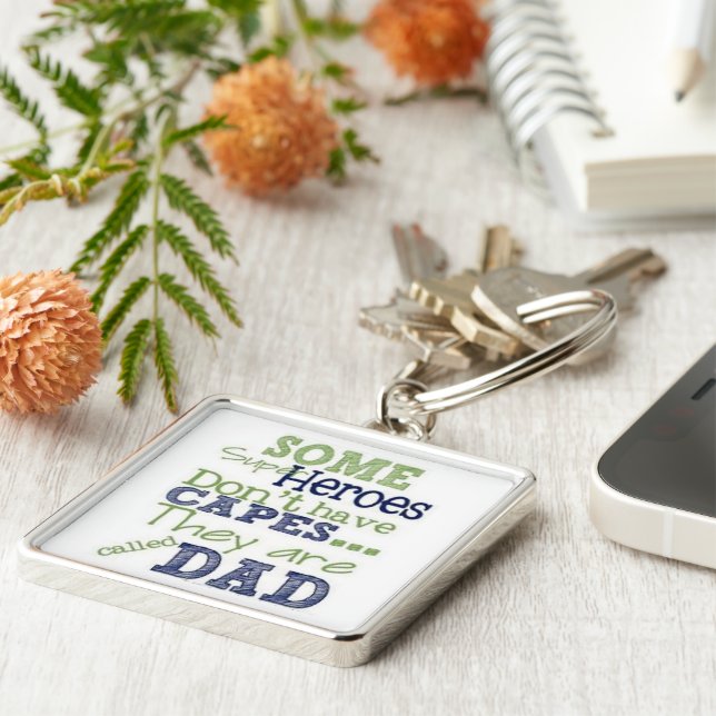 Large Premium Square Keychain/Super Heros & Dad Keychain (Side)