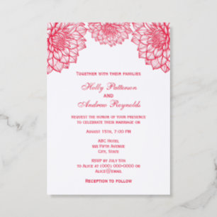 Large Pretty Dahlias Wedding Couple Letterpress Photo Cards