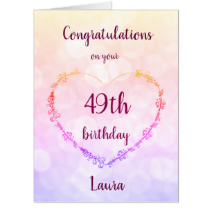 Large pretty Happy 49th Birthday Card