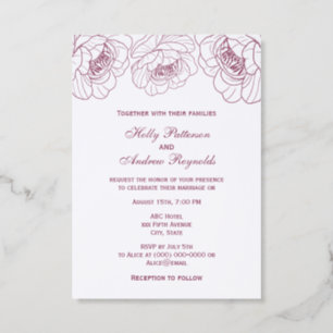 Large Pretty Peonies Wedding Couple Letterpress Photo Cards