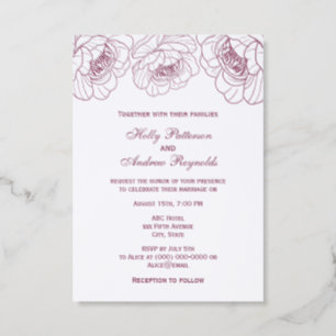 Large Pretty Peonies Wedding Couple Letterpress Photo Cards