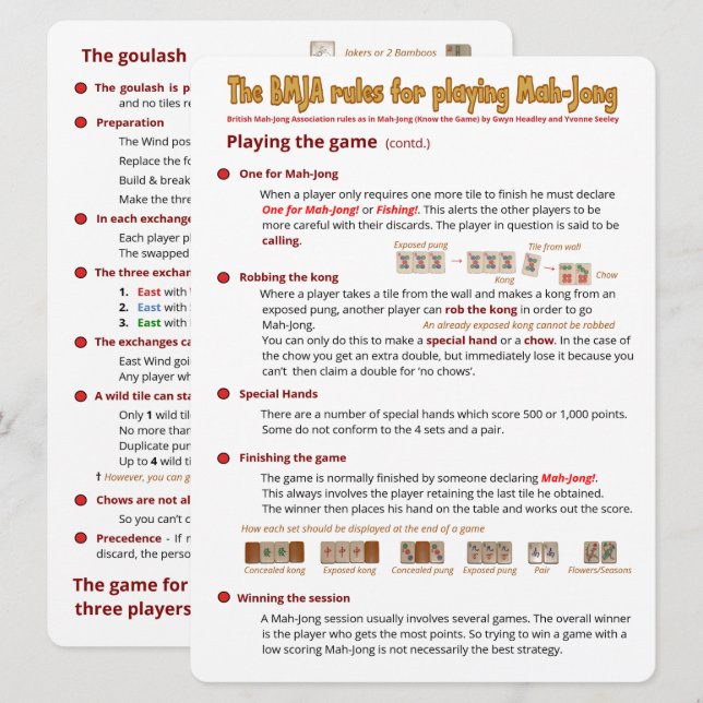 Large Print BMJA rules card – Playing the game (2) (Front/Back)
