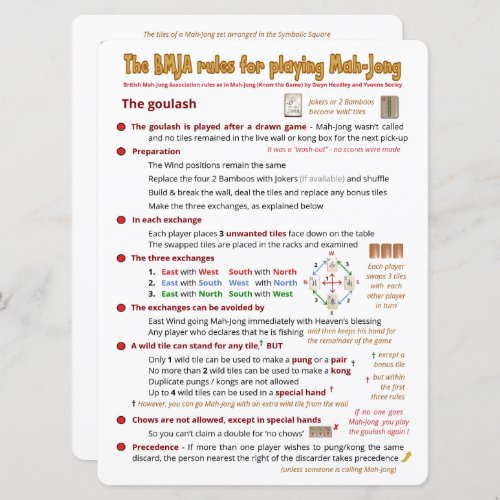 Large Print BMJA rules card  The goulash