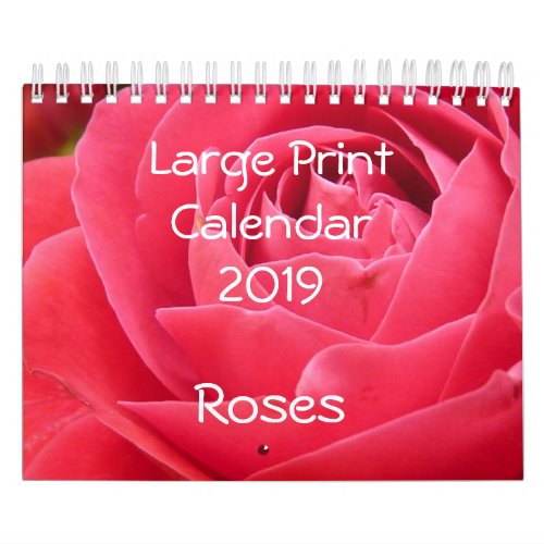 Large Print Calendar 2019 Roses Small