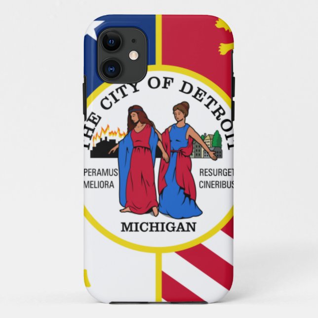 LARGE PRINT Detroit Flag Case-Mate iPhone Case (Back)