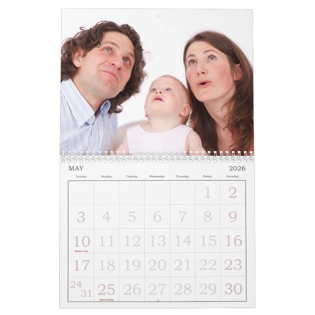 Large Print Family Photo Calendar (May 2026)