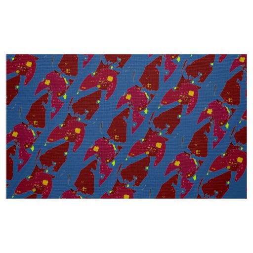 Large Print Flipflops in Red and Blue Fabric