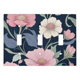 Large Print Floral Japanese Botanical Flowers Light Switch Cover
