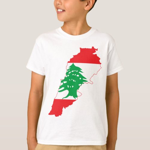 LARGE PRINT Lebanon Flag Map T_Shirt
