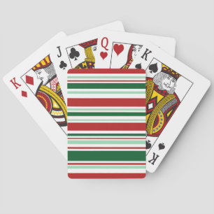 Large Print Mixed Red, Green, White Stripes Poker Cards
