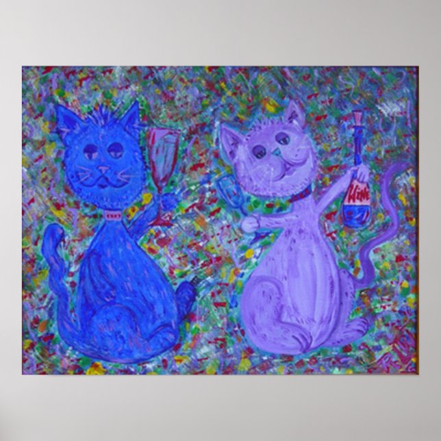Large Print -spirited cats painting by RLW (Front)