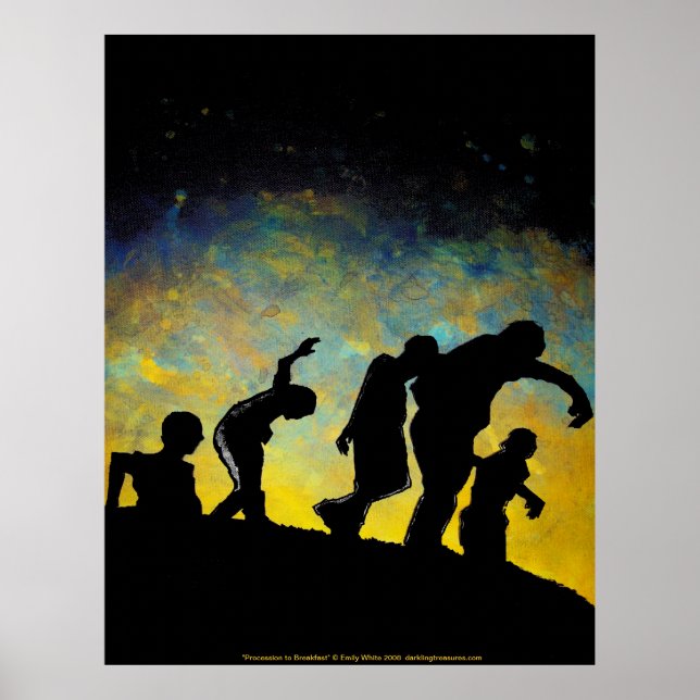 LARGE Procession to Breakfast Zombie Canvas Print (Front)