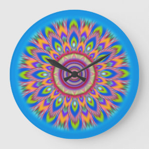 Large psychedelic Mandala blues wall clock