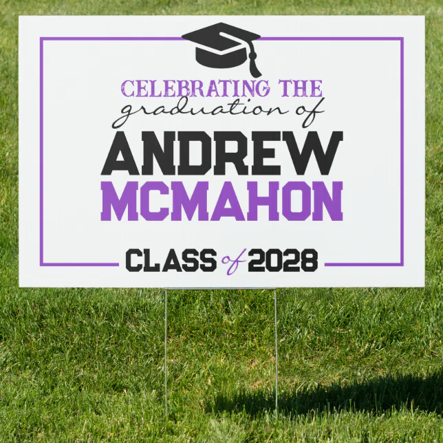 Large Purple & Black Graduation Party Yard Sign | Zazzle