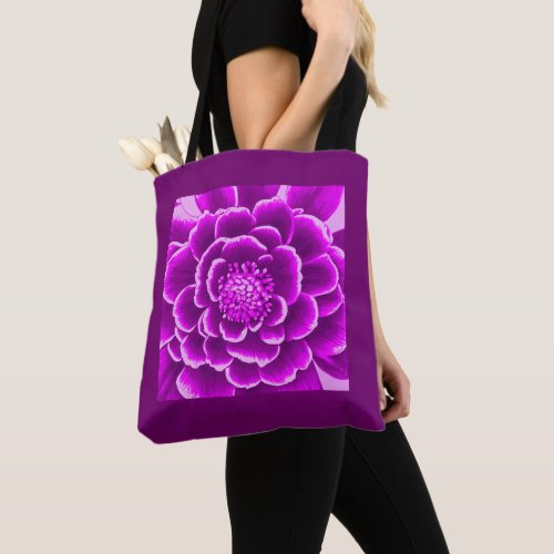 Large Purple Dahlia Flower   Tote Bag