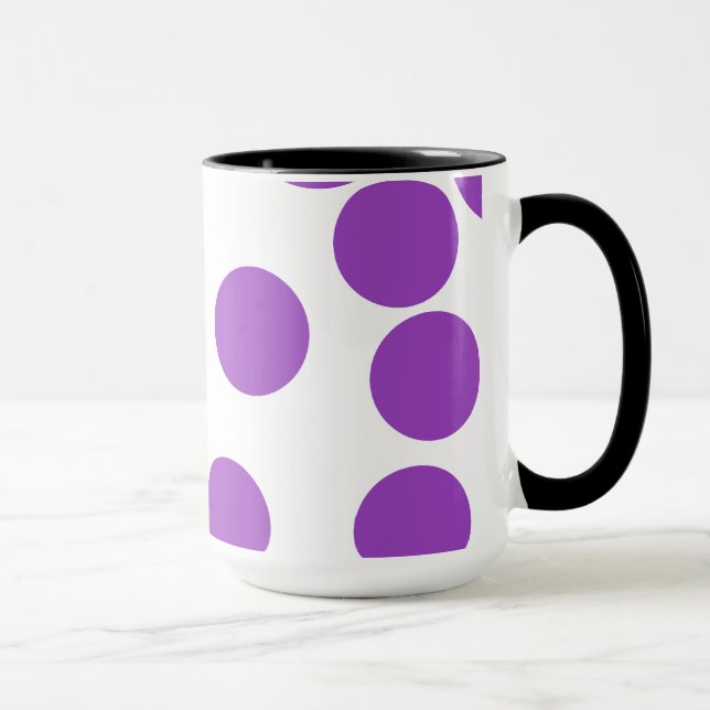 Large Purple Dots on White. Mug (Right)