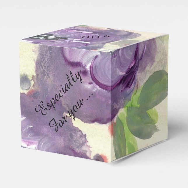Large purple floral favor box (Front Side)