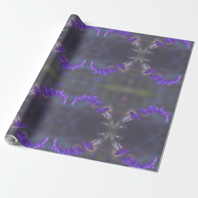 Large Purple Floral Garden Wrapping Paper (Unrolled)