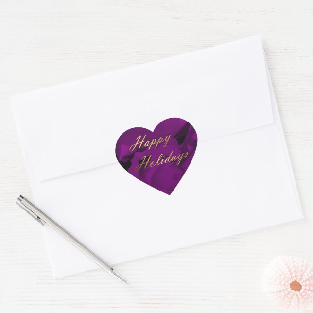 large purple flower heart sticker (Envelope)