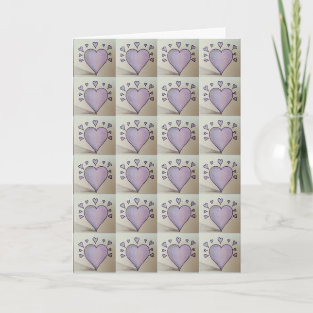 large purple hearts for romance holiday card (Front)