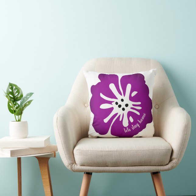 Large Purple Hibiscus Tropical Personalized Throw Pillow (Chair)