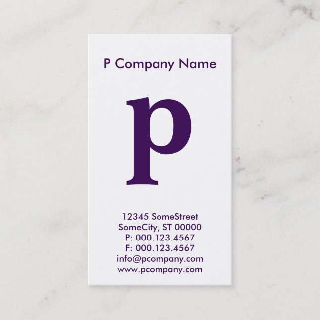 large purple monogram business card (Front)